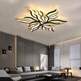 Moderne Zwarte Plafondlamp Bloemvorm 90W Dimbare LED Kroonluchter met Afstandsbediening