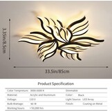 Moderne Zwarte Plafondlamp Bloemvorm 90W Dimbare LED Kroonluchter met Afstandsbediening