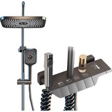 Regendouche met armatuur, roestvrij stalen douchesysteem, grijs, 30 x 20 cm, vierkante hoofddouche, doucheset, regendoucheset, complete set, douchestang met douche, 3 modi handdouche