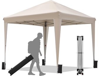BONTEC Paviljoen, 3 x 3 m, waterdicht, stabiel, winterbestendig, pop-up kliksysteem, UV-bescherming 50+, inklapbaar paviljoen, tuintent, partytent, metalen verstevigingen, feesttent