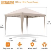 BONTEC Paviljoen, 3 x 3 m, waterdicht, stabiel, winterbestendig, pop-up kliksysteem, UV-bescherming 50+, inklapbaar paviljoen, tuintent, partytent, metalen verstevigingen, feesttent