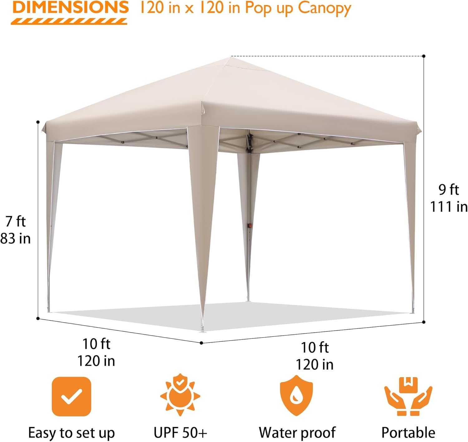 BONTEC Paviljoen, 3 x 3 m, waterdicht, stabiel, winterbestendig, pop-up kliksysteem, UV-bescherming 50+, inklapbaar paviljoen, tuintent, partytent, metalen verstevigingen, feesttent