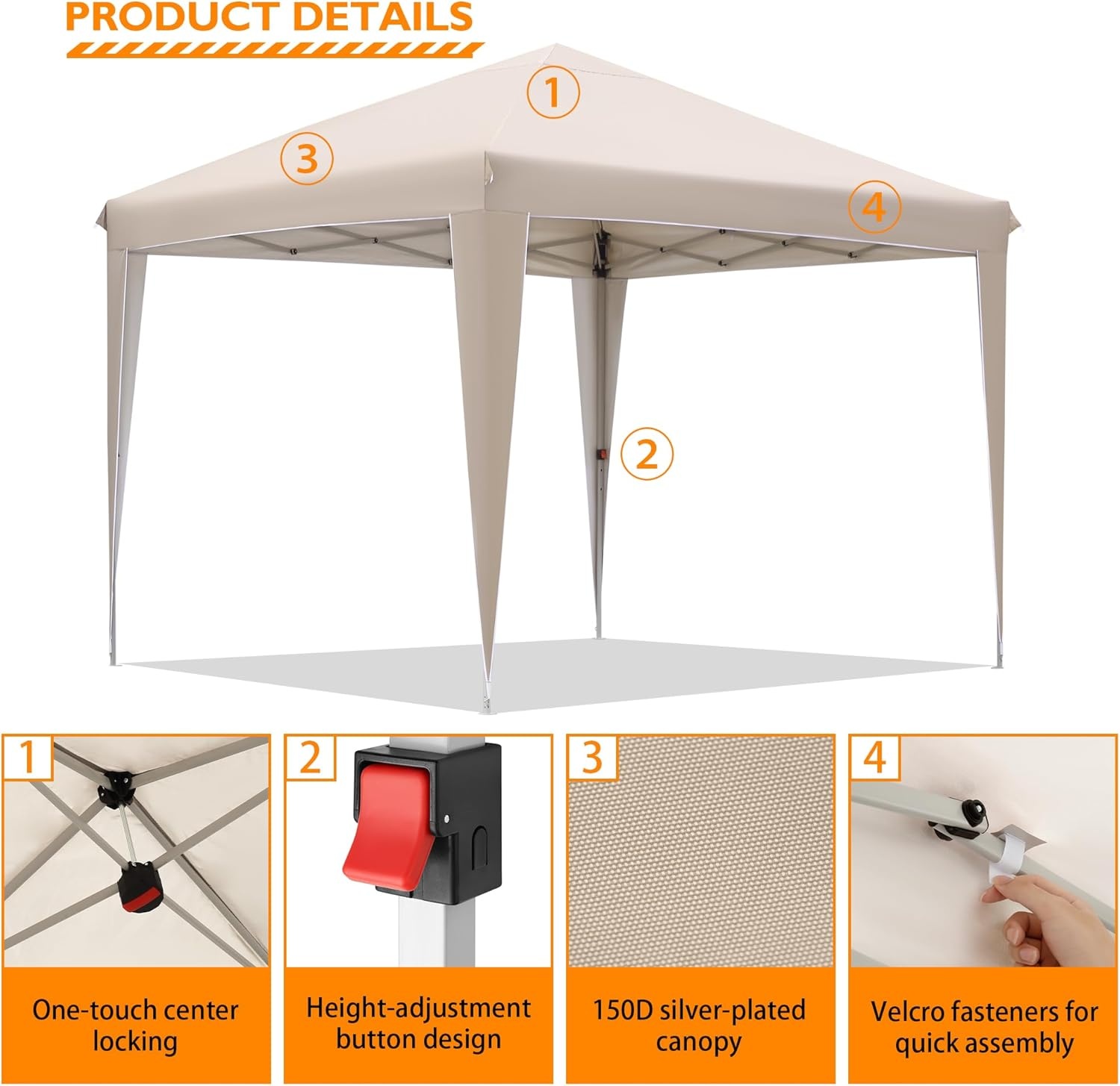BONTEC Paviljoen, 3 x 3 m, waterdicht, stabiel, winterbestendig, pop-up kliksysteem, UV-bescherming 50+, inklapbaar paviljoen, tuintent, partytent, metalen verstevigingen, feesttent