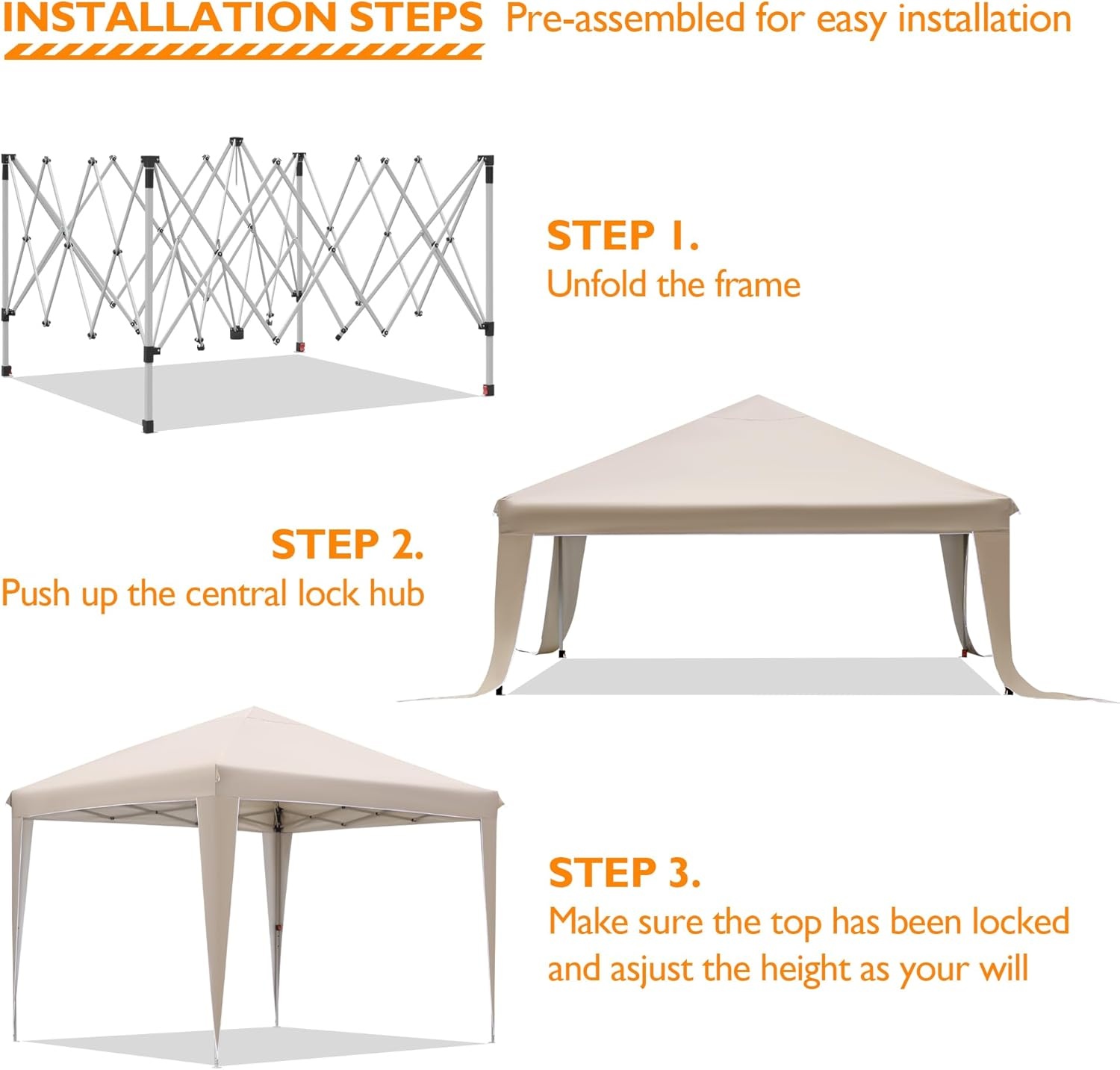 BONTEC Paviljoen, 3 x 3 m, waterdicht, stabiel, winterbestendig, pop-up kliksysteem, UV-bescherming 50+, inklapbaar paviljoen, tuintent, partytent, metalen verstevigingen, feesttent
