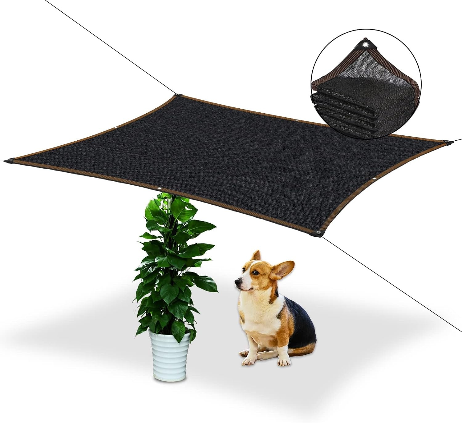 6x7m Zonneluifel Rechthoekig Groot met 70% zonbescherming Zwart Luifeldoek Tuinterras Luifel Terras Uv Doek voor Planten Kasvee - Maat 6x7m