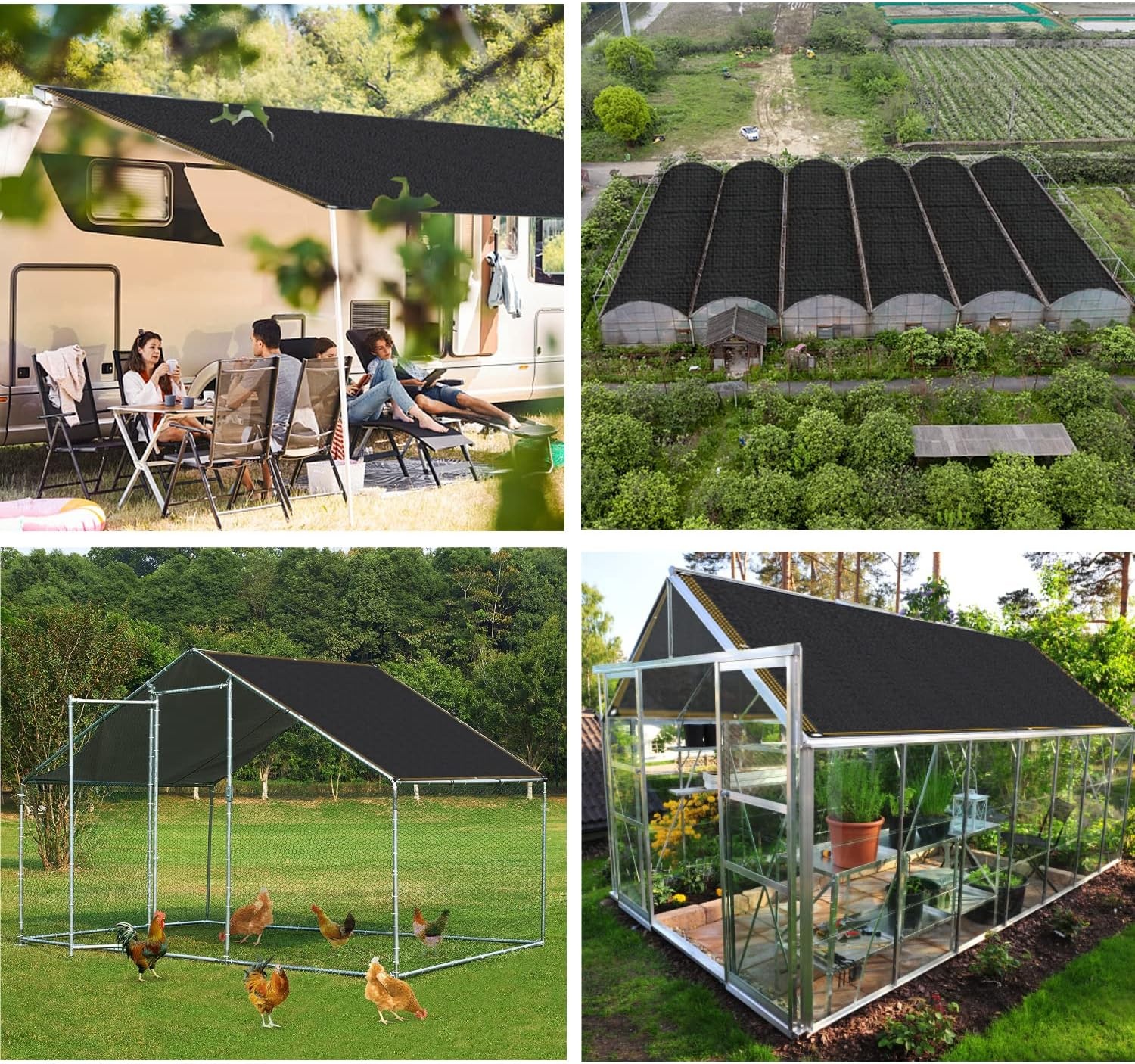 6x7m Zonneluifel Rechthoekig Groot met 70% zonbescherming Zwart Luifeldoek Tuinterras Luifel Terras Uv Doek voor Planten Kasvee - Maat 6x7m