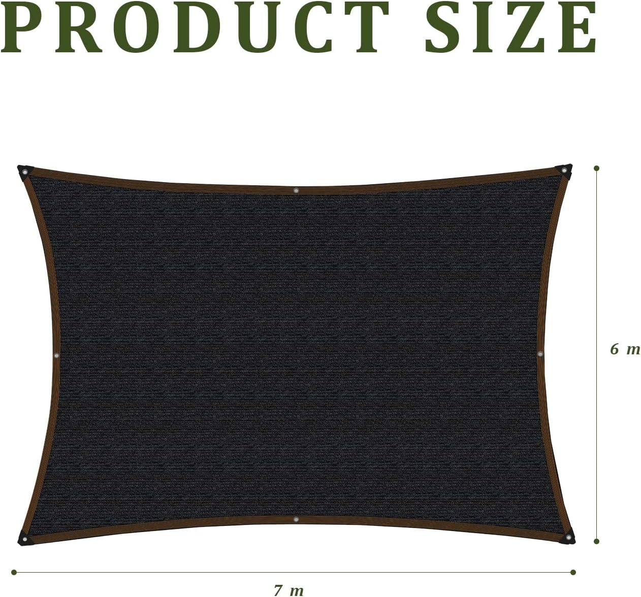 6x7m Zonneluifel Rechthoekig Groot met 70% zonbescherming Zwart Luifeldoek Tuinterras Luifel Terras Uv Doek voor Planten Kasvee - Maat 6x7m