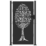 vidaXL Tuinpoort, Tuinpoort 105x75 cm Corten Staal Boomontwerp Zwart