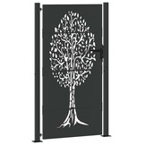 vidaXL Tuinpoort, Tuinpoort 105x75 cm Corten Staal Boomontwerp Zwart