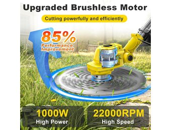 Grastrimmer met accu, highsam 9" borstelloze bosmaaier met 2x4.0AH batterij en onkruidborstel, trimmer tuin met 4 mestypen, elektrische motormaaier telescopische verstelling voor gazon tuin