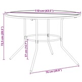 vidaXL Terrastafel rond Ø110x72,5 cm gepoedercoat staal antracietkleur