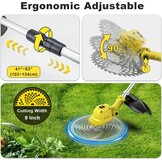 Grastrimmer met accu, highsam 9" borstelloze bosmaaier met 2x4.0AH batterij en onkruidborstel, trimmer tuin met 4 mestypen, elektrische motormaaier telescopische verstelling voor gazon tuin