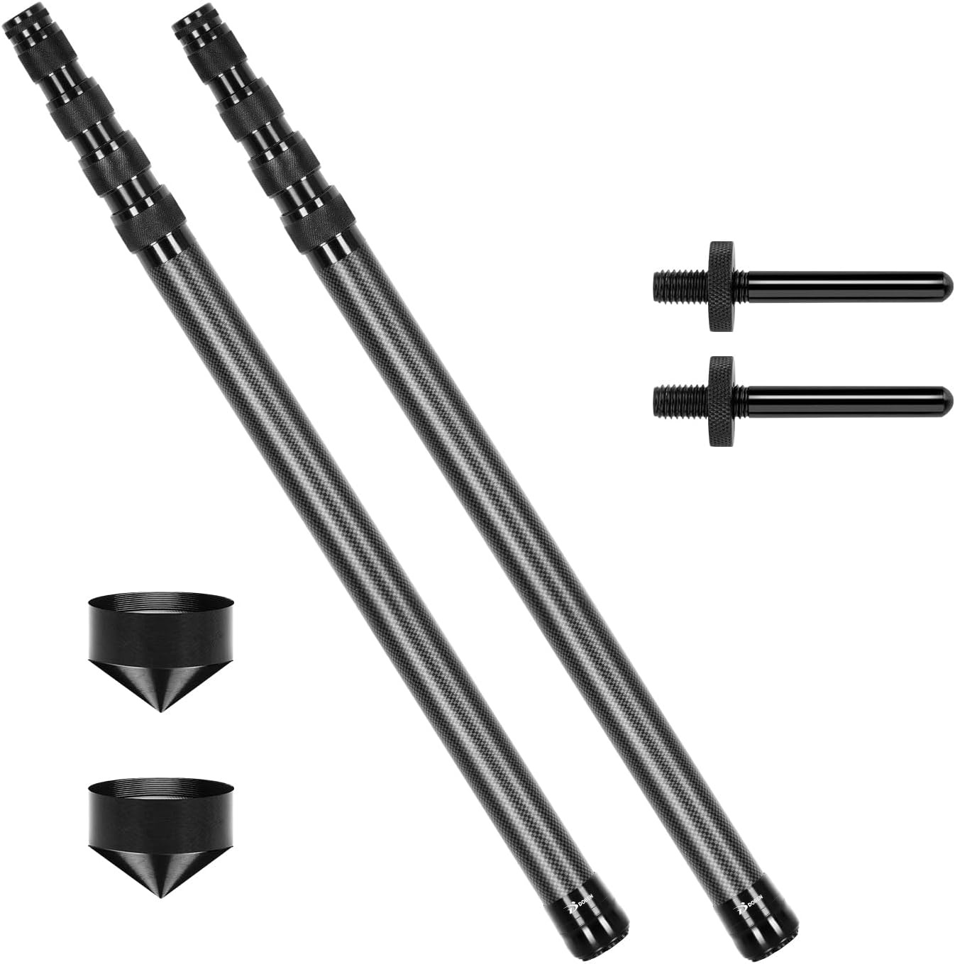 DOBEN Set van 2 koolstofvezel, telescopisch, 2,1 m/2,4 m/2,7 m/3 m, verstelbare telescoopstang, koolstofvezel voor tenten, tarp, ultralichte ultrasterke tentstokken, tarpstangen voor camping