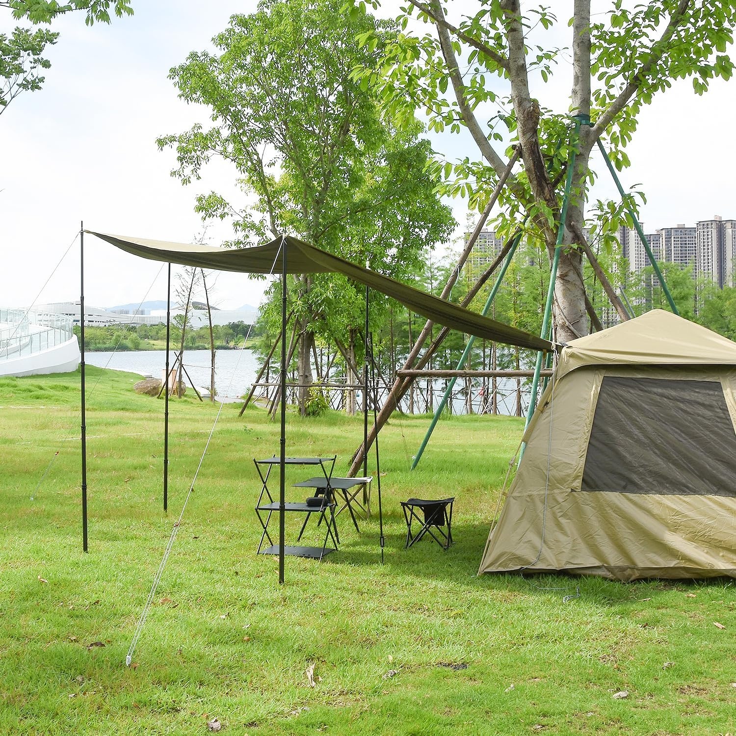 DOBEN Set van 2 koolstofvezel, telescopisch, 2,1 m/2,4 m/2,7 m/3 m, verstelbare telescoopstang, koolstofvezel voor tenten, tarp, ultralichte ultrasterke tentstokken, tarpstangen voor camping