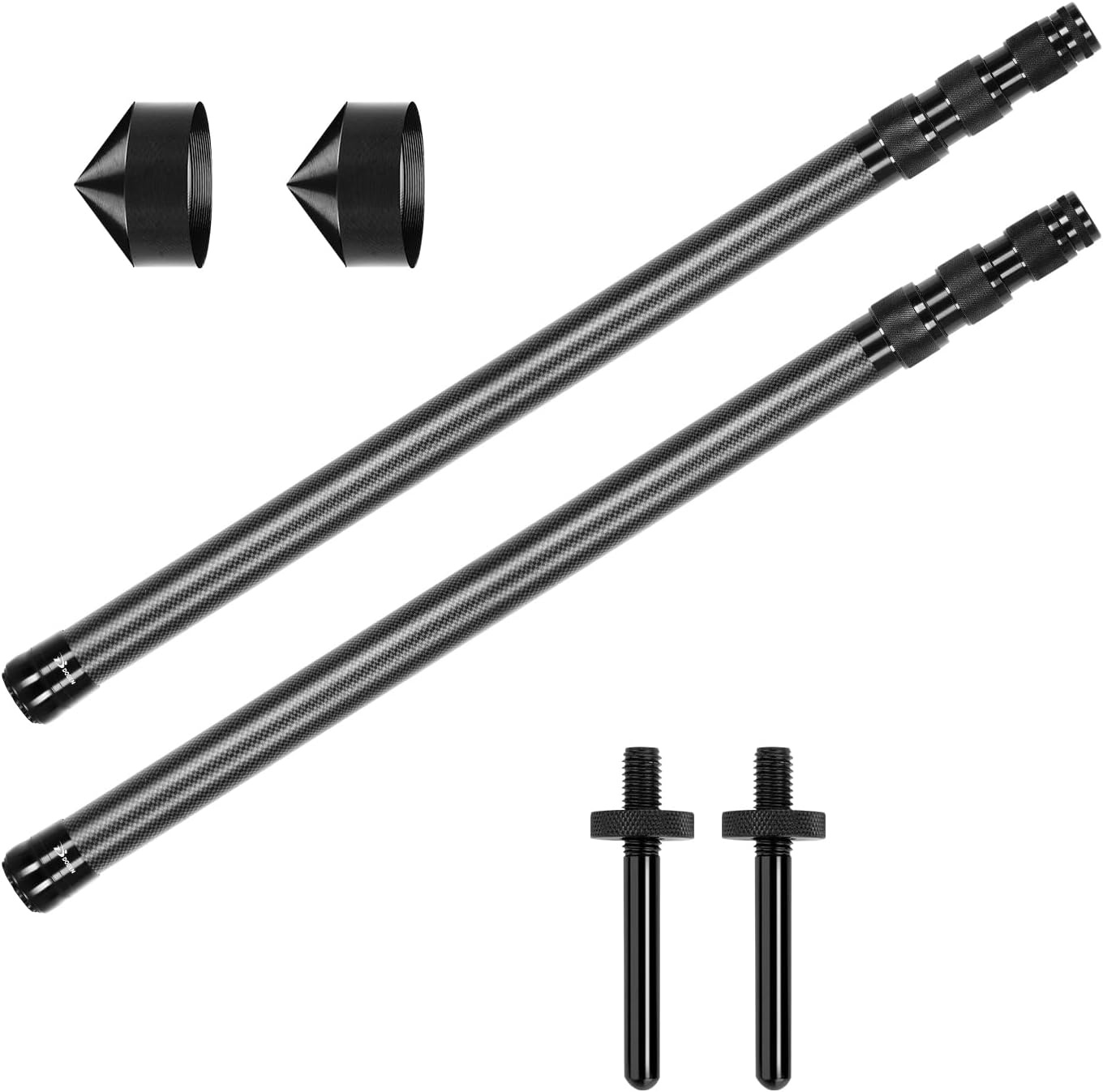 DOBEN Set van 2 koolstofvezel, telescopisch, 2,1 m/2,4 m/2,7 m/3 m, verstelbare telescoopstang, koolstofvezel voor tenten, tarp, ultralichte ultrasterke tentstokken, tarpstangen voor camping