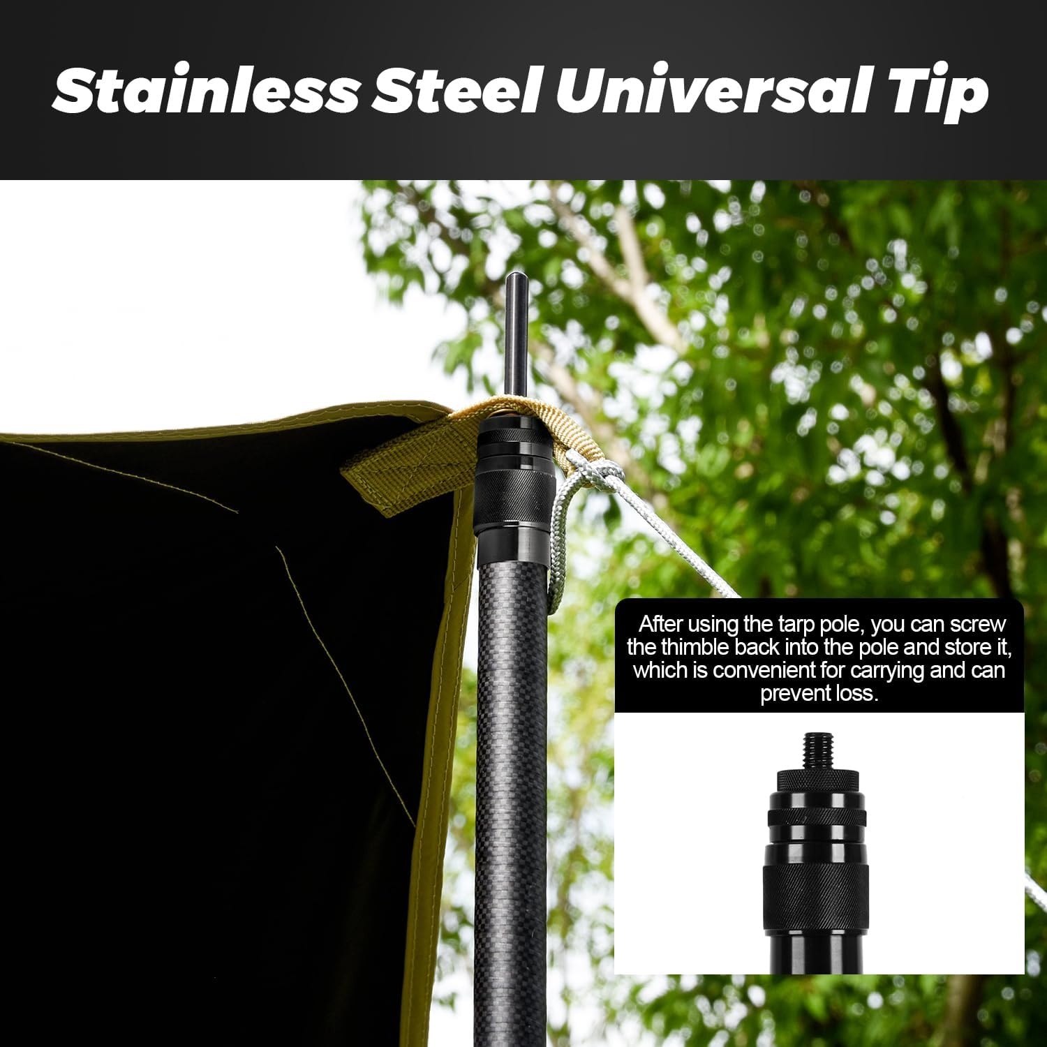DOBEN Set van 2 koolstofvezel, telescopisch, 2,1 m/2,4 m/2,7 m/3 m, verstelbare telescoopstang, koolstofvezel voor tenten, tarp, ultralichte ultrasterke tentstokken, tarpstangen voor camping