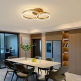 Modern LED Ceiling Light, Dimmable LED Acrylic Ceiling Lamp with Remote Control, 2-Rings Gold Ceiling Chandelier Flush Mount Ceiling Light Fixtures for Living Room Dining Room Bedroom, 32W