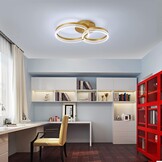 Modern LED Ceiling Light, Dimmable LED Acrylic Ceiling Lamp with Remote Control, 2-Rings Gold Ceiling Chandelier Flush Mount Ceiling Light Fixtures for Living Room Dining Room Bedroom, 32W