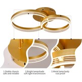 Modern LED Ceiling Light, Dimmable LED Acrylic Ceiling Lamp with Remote Control, 2-Rings Gold Ceiling Chandelier Flush Mount Ceiling Light Fixtures for Living Room Dining Room Bedroom, 32W