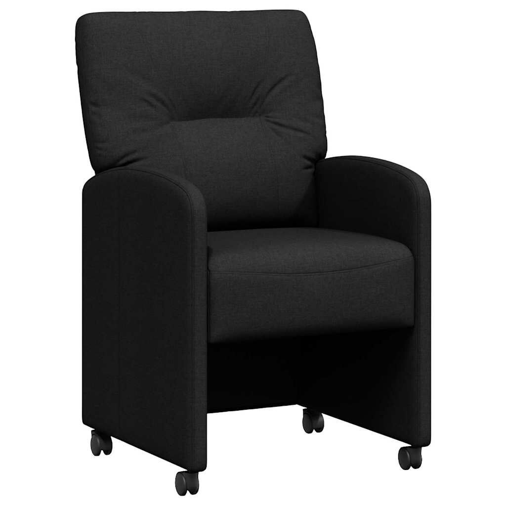vidaXL Eetstoelen met wielen 2 pcs Zwart 57 x 67 x 95 cm Stof
