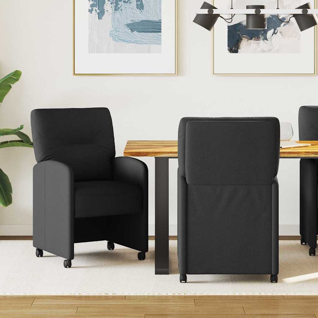 vidaXL Eetstoelen met wielen 2 pcs Zwart 57 x 67 x 95 cm Stof