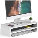 Houten Monitorstandaard Bureau-Organizer - 2 Lagen Wit - 29% Korting