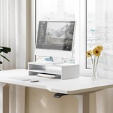 Houten Monitorstandaard Bureau-Organizer - 2 Lagen Wit - 29% Korting