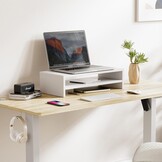 Houten Monitorstandaard Bureau-Organizer - 2 Lagen Wit - 29% Korting