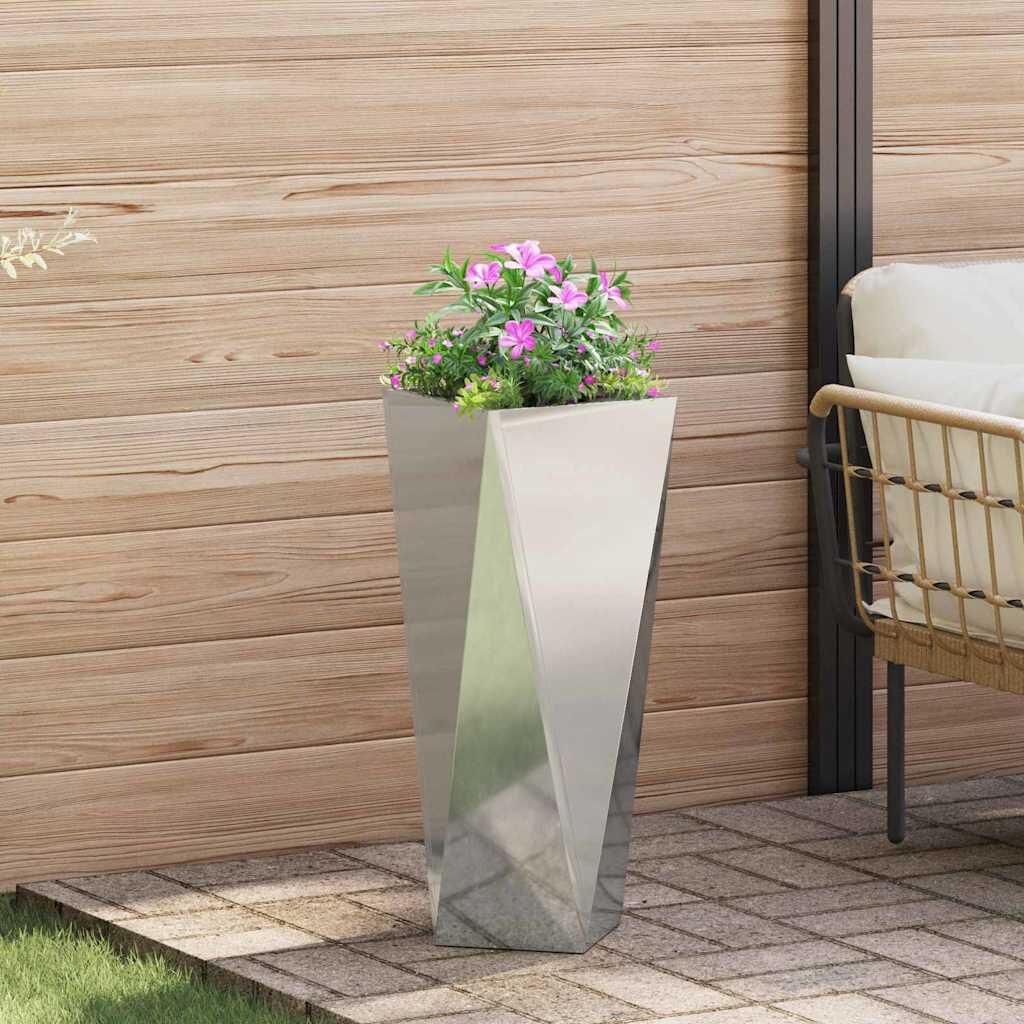 Moderne Plantenbak Staal Zilver 30x30x75cm - 34% Korting