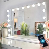 FENCHILIN Hollywood Spiegel met Verlichting 80x58cm Wit/Zwart - Bluetooth & USB