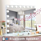 FENCHILIN Hollywood Spiegel met Verlichting 80x58cm Wit/Zwart - Bluetooth & USB