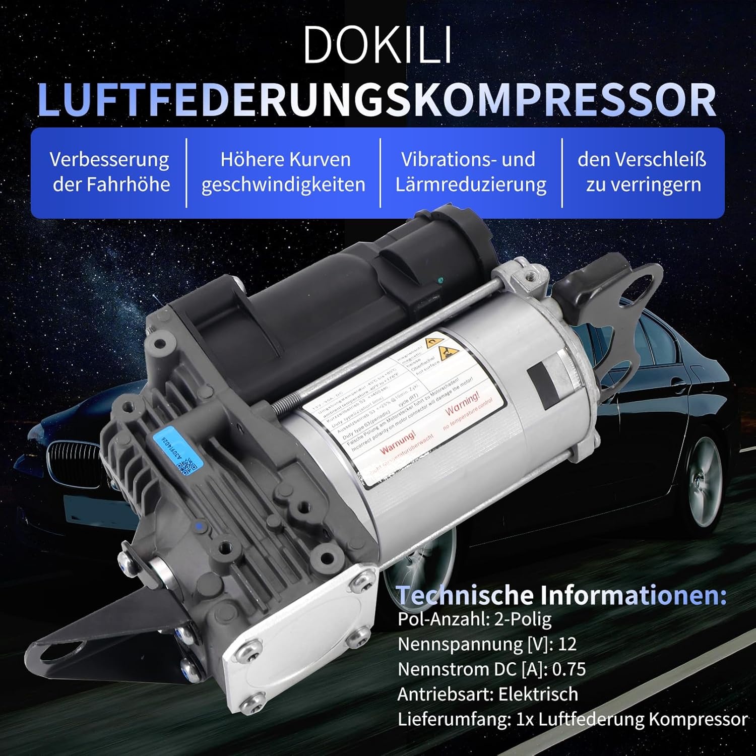 Compressor Level Control Compatible with 5 Series Touring E61 520 523 525 530 535 545 550 M5 2.0L-5.0L Estate 2004-2010 Replace# 37206792855