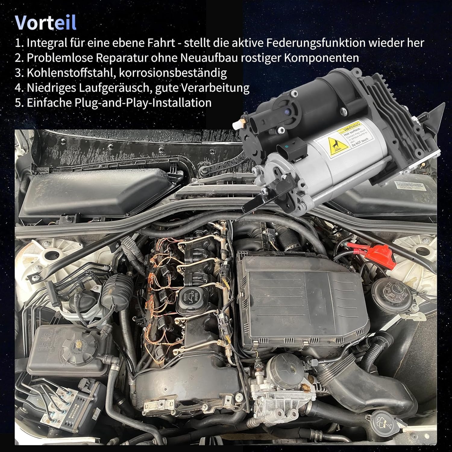 Compressor Level Control Compatible with 5 Series Touring E61 520 523 525 530 535 545 550 M5 2.0L-5.0L Estate 2004-2010 Replace# 37206792855