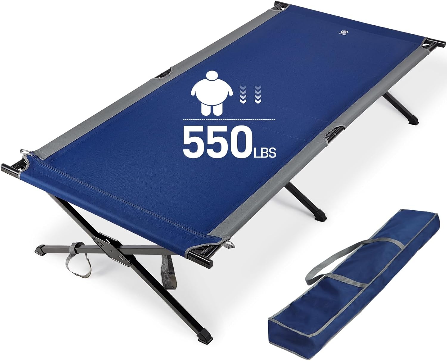 EVER ADVANCED Campingbed voor volwassenen, zware ondersteuning van 300 kg, extra breed opvouwbaar XXL campingbed, opvouwbaar, luxe draagbaar met draagtas voor kamperen, reizen, vissen, tuin, wandelen