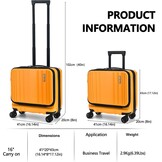 Oranje Handbagage Koffer 16" met 2 Laptopvakken & TSA-sloten - 30% Korting