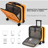 Oranje Handbagage Koffer 16" met 2 Laptopvakken & TSA-sloten - 30% Korting