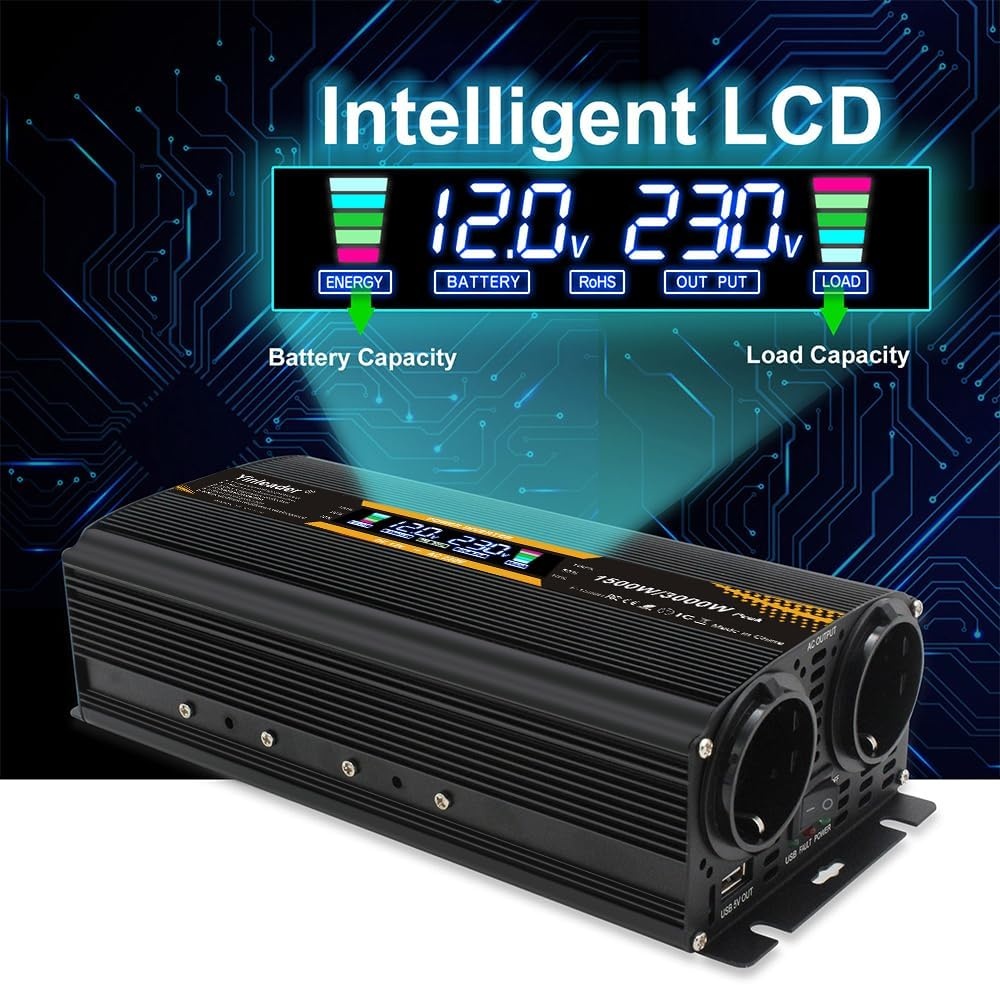Spanningomvormer 1500W/3000W (12V/24V naar 230V) met 29% Korting