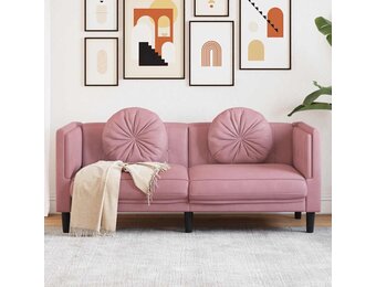 Roze Fluweel 2-Zitsbank met Kussens | 35% Korting