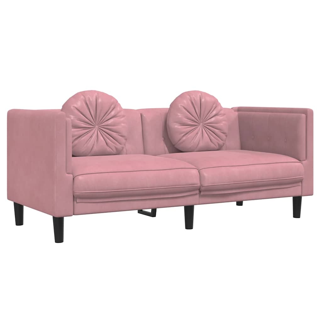 Roze Fluweel 2-Zitsbank met Kussens | 35% Korting