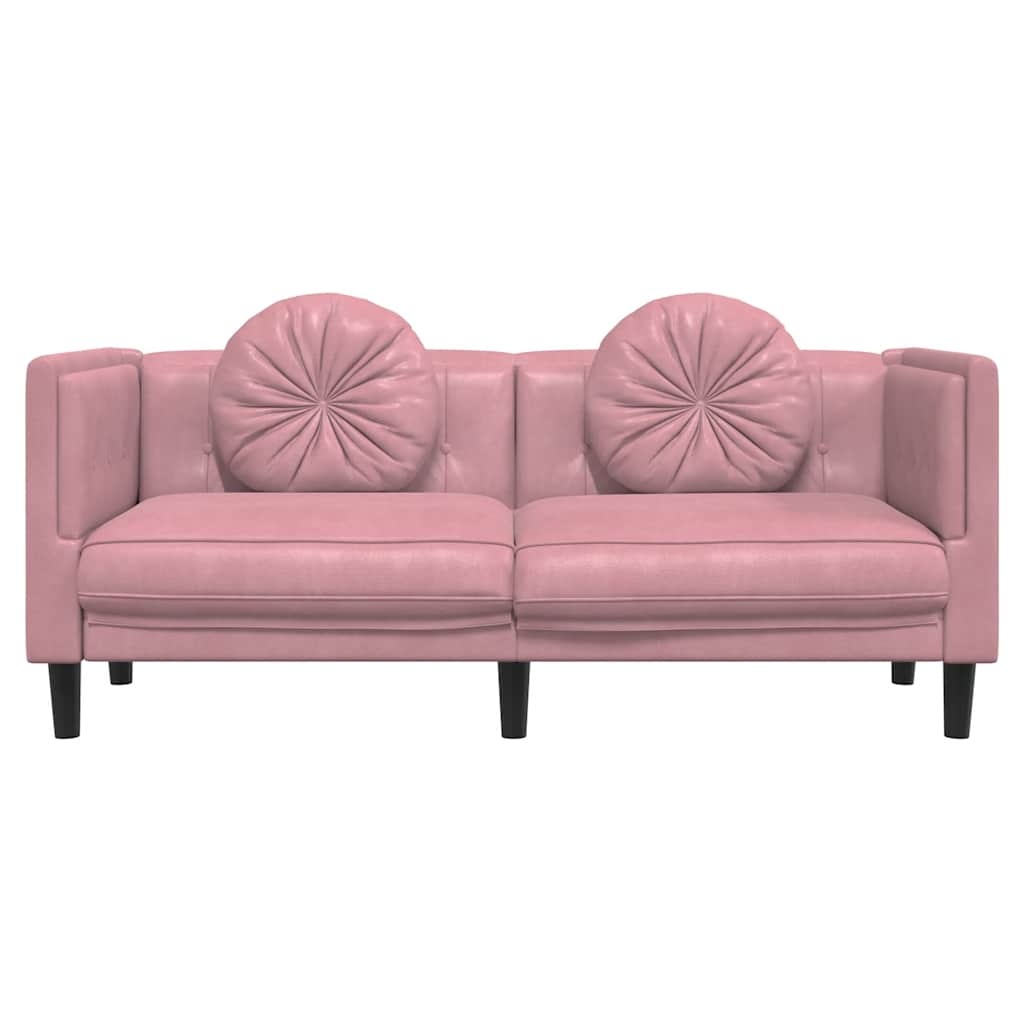 Roze Fluweel 2-Zitsbank met Kussens | 35% Korting