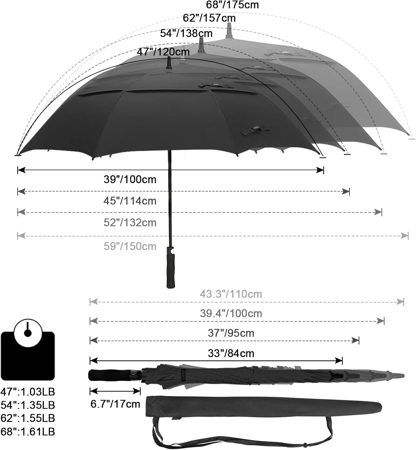Extra Grote Golfparaplu (62") - Waterdicht & Winddicht - 33% Korting