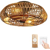 Plafondventilator met Licht: Vintage Hennep, Afstandsbediening, 6 Snelheden