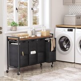 Wasmand met Plank, 4 Vakken en Wielen - 29% Korting