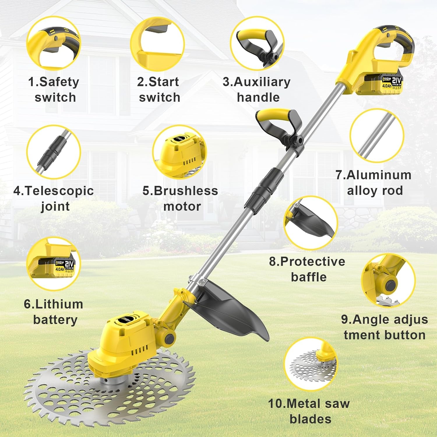 Krachtige Grastrimmer/Bosmaaier op Accu - 1000W | 30% Korting