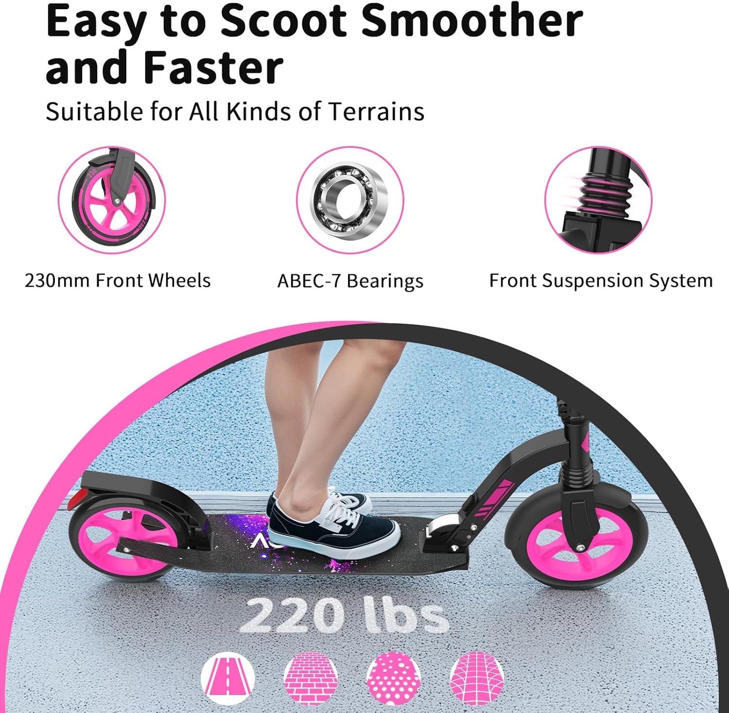 Scooter Big Wheel 2-wiel met Licht & Verstelbaar Stuur - 34% Korting