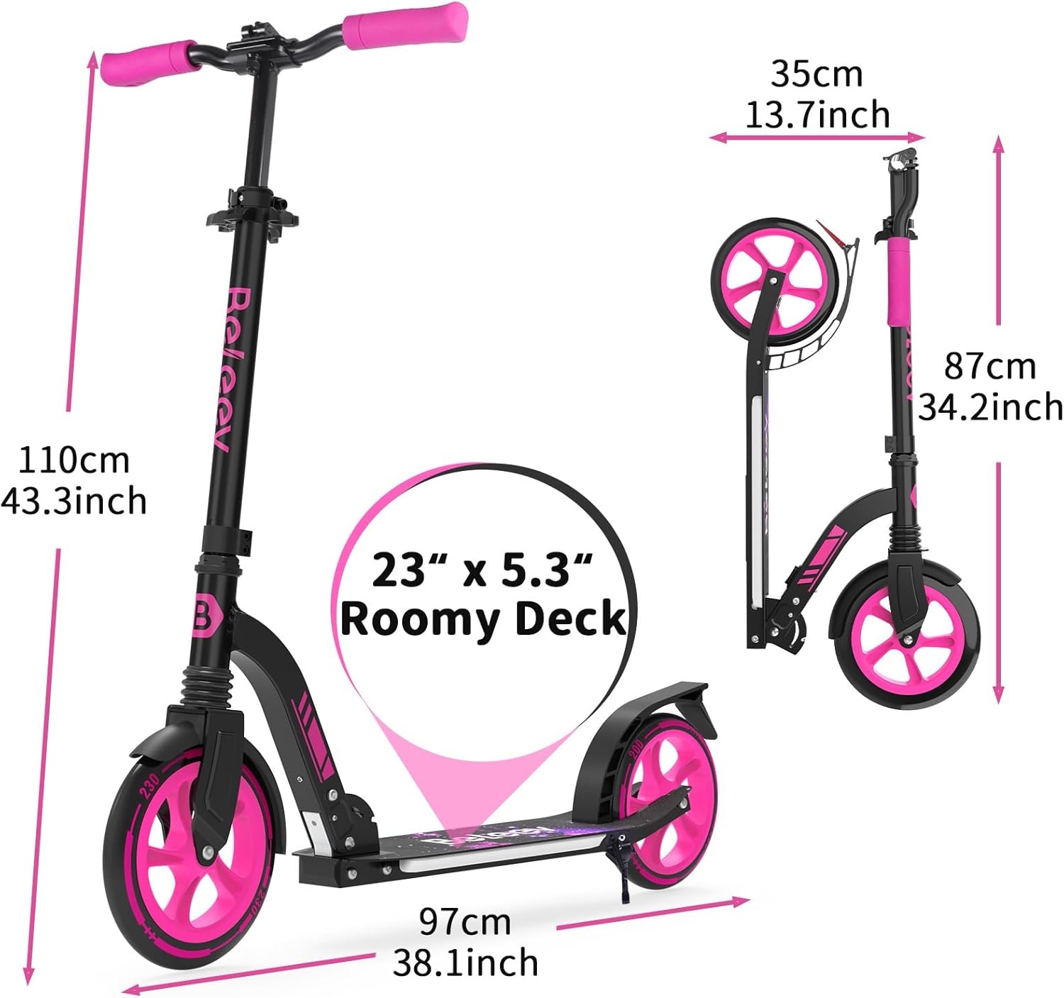 Scooter Big Wheel 2-wiel met Licht & Verstelbaar Stuur - 34% Korting