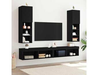 TV-kast Zwart 30.5x30x102cm Bewerkt Hout - 34% Korting