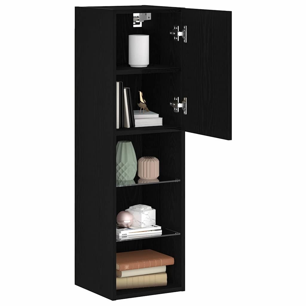 TV-kast Zwart 30.5x30x102cm Bewerkt Hout - 34% Korting