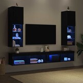 TV-kast Zwart 30.5x30x102cm Bewerkt Hout - 34% Korting