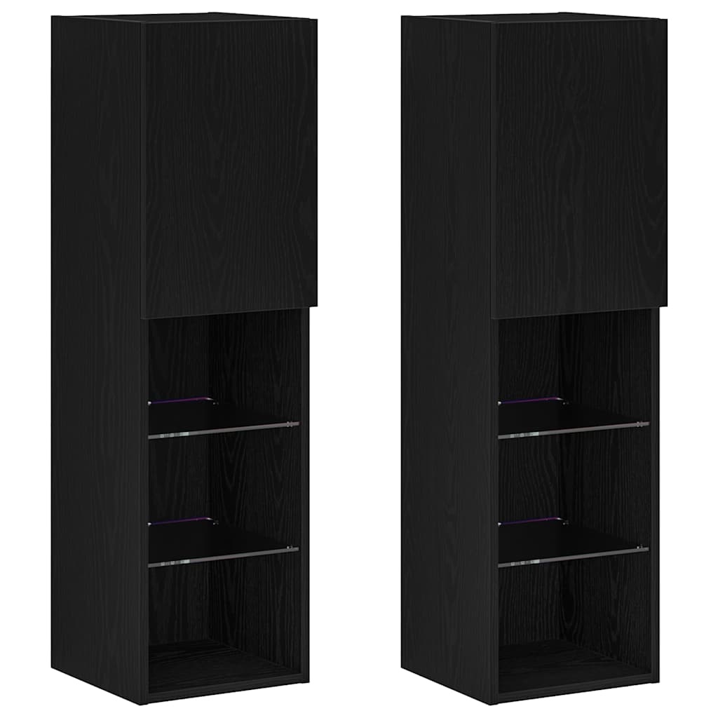 TV-kast Zwart 30.5x30x102cm Bewerkt Hout - 34% Korting